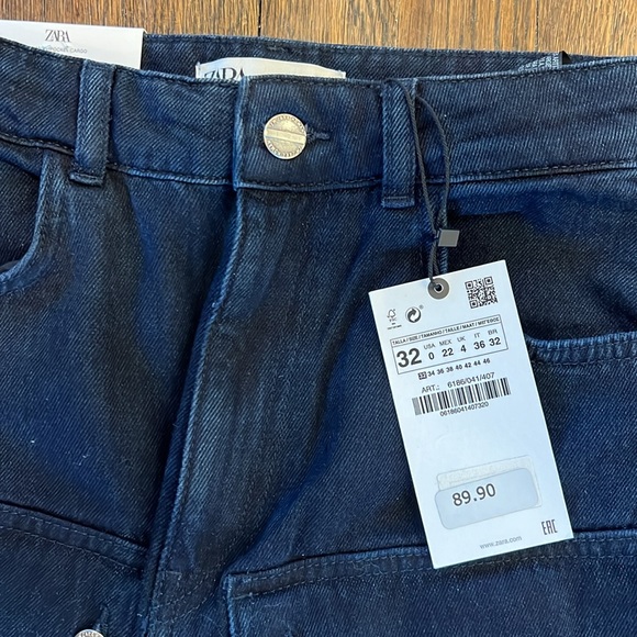 Zara Multi-Pocket Cargo Jeans in Dark Indigo SOLD OUT! NWT Size 32/0 $89.90 - Picture 2 of 8